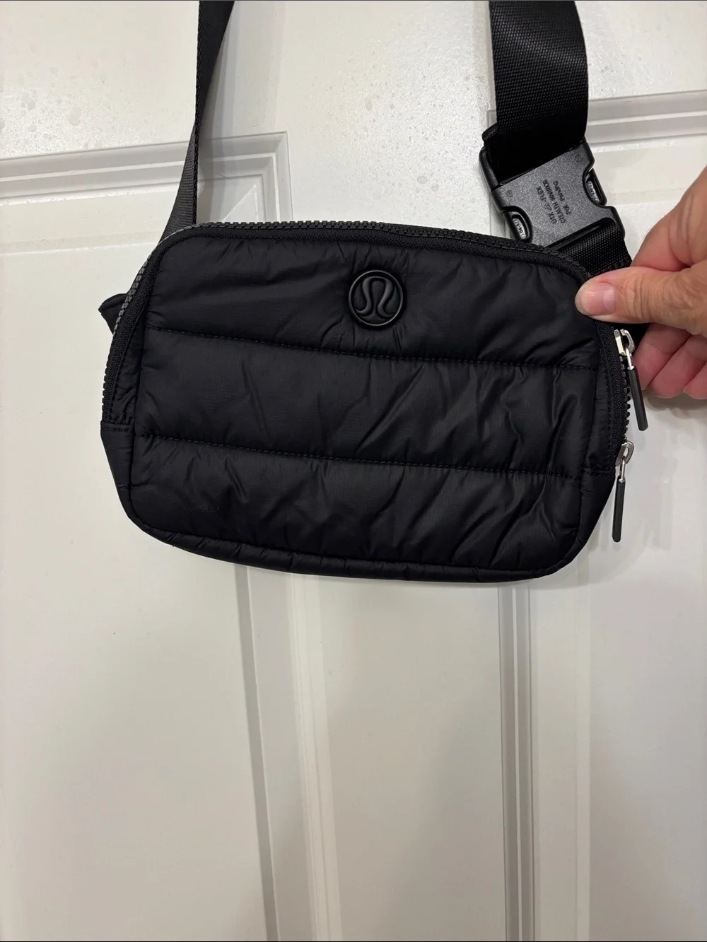 lululemon athletica Black Quilted Belt Bag with Adjustable Strap